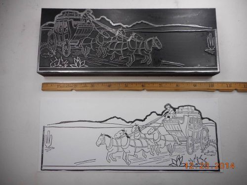 Letterpress Printing Printers Block, Large, Stagecoach Rushing West
