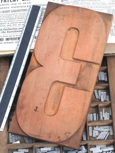 12.48&#034; giant number: 3 rare unused wood type letterpress printing block woodtype