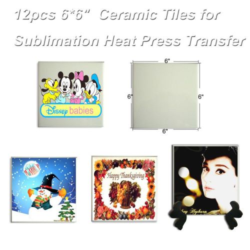 12pcs Ceramic Tiles Sublimation Heat Press Transfer 6*6&#034; Imprint Patterns Crafts
