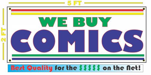 WE BUY COMICS Banner Sign NEW Larger Size w Retro Vintage Super Hero Colors Book