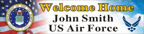 2ftX8ft Personalized Welcome Home Airman US Air Force Banner Sign Poster