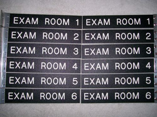 Lot (12) Black White Plastic Engraved 2&#034;x10&#034; Exam Room ID Signs Physician Clinic