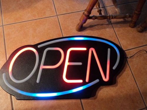 OPEN Sign Business Neon Electric Very Bright Large 32&#034; x 17&#034; Fallon Flash