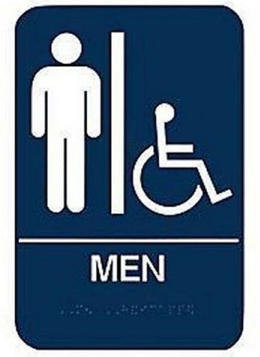Don-Jo Men&#039;s / Handicap Sign w/ Braille Blue &amp; White 6&#034; x 9&#034; HS9070-01 *NEW*