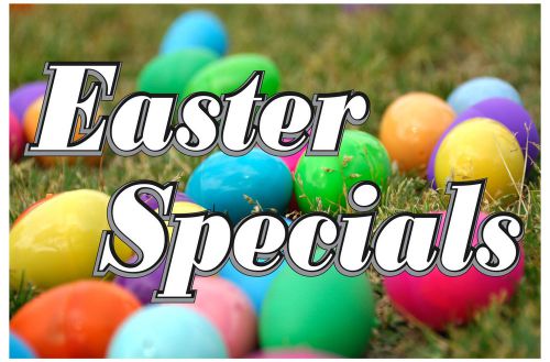 Easter specials vinyl banner /grommets 2ft x 3ft made in usa rv23 for sale