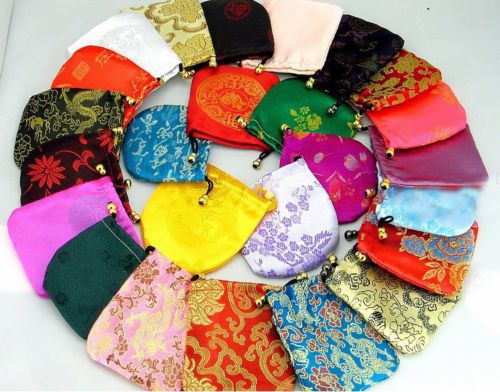 WHOLESALE CHINESE 50PCS MULTI-COLOR BROCADE BAG/PURSE SILK GIFT BAGS JEWELRY BAG