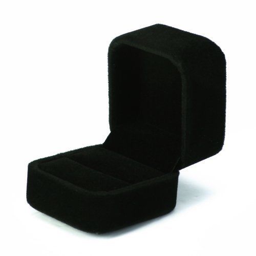 Large velvet ring display box case tray jewelry gift box -- black for sale