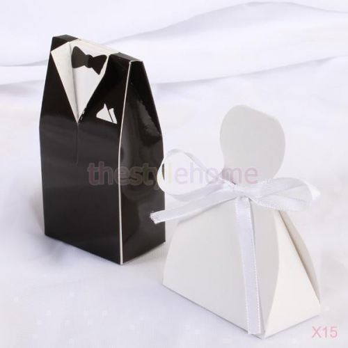 15x Pair Tuxedo Dress Gown Gift Box Wedding Favor Party Boxes Candy Supply Case
