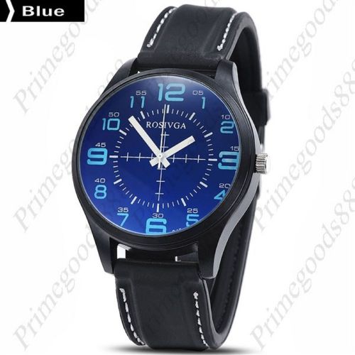 Blue Glass Sniper Dial Black Rubber Quartz Wrist Wristwatch Men&#039;s Blue