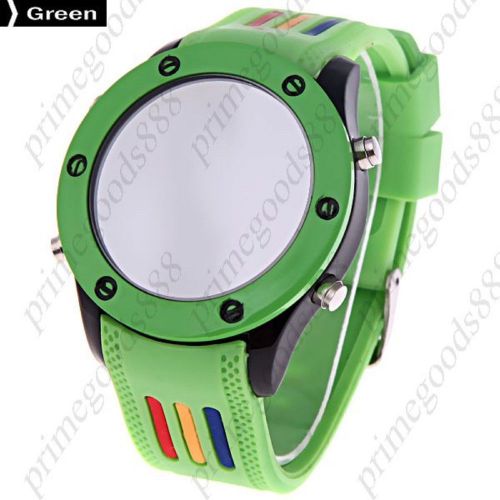 LED Light Digital Watch Unisex Wrist watch Stylish Watch Rubber Strap in Green