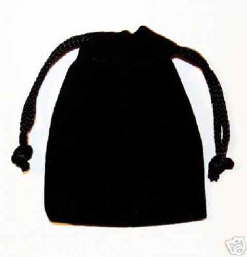 POUCH - SMALL BLACK VELOUR Crystal Bag with Drawstring Closure - 2 x 2.5 inch
