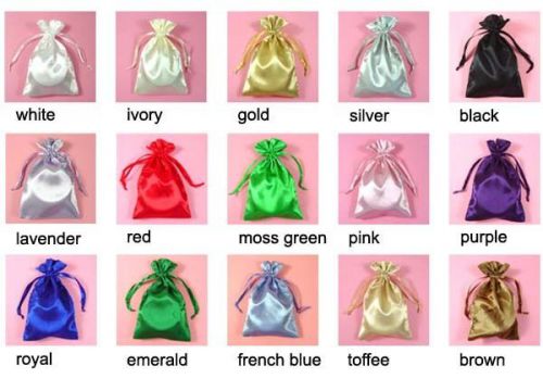 15 Different Color Satin Drawstring Pouches 5&#034;x 8&#034;  Jewelry Bags