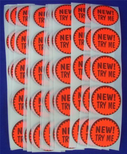 500 self-adhesive new try me labels 1 3/8&#034; stickers retail supplies for sale