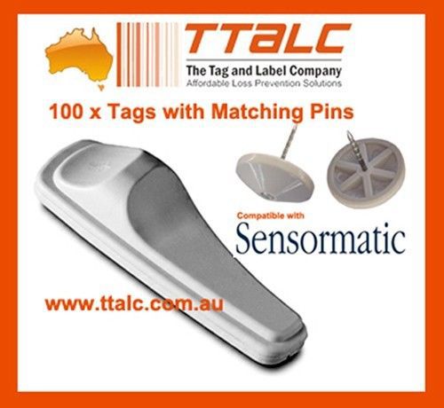 100 x 58Khz RF EAS Hard Tags &amp; Pins for Sensormatic Anti Shop Theft Systems