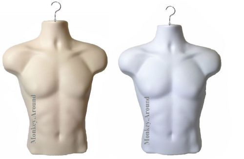 Set of 2 Male Mannequin Men Dress Form Body Torso Display Clothing Hanging NEW