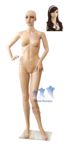 Female mannequin j4, fleshtone plastic w/ base &amp; wig for sale