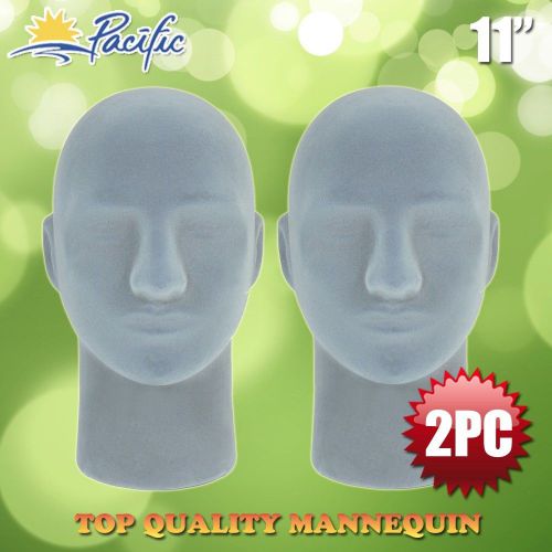 HALLOWEEN Male STYROFOAM FOAM grey velvet like MANNEQUIN head display wig 2pc