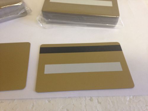 50 Gold CR80 PVC Cards - HiCo MagStripe 2 Track w/ Signature Panel - ID Printers