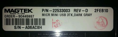 Magtek 22533003 Check and Card Reader, MICR Mini USB 3TK, with cable NEW!  BIN14