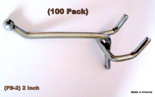 (100 PACK)  Quality American Made 2 Inch Pegboard Hooks. Fits 1/8 &amp; 1/4 Pegboard
