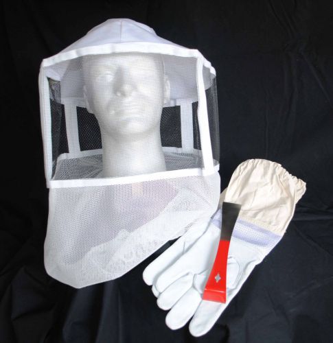 Basic Beekeeping Protective Clothing Kit, Veil, Goatskin Gloves &amp; Hive Tool