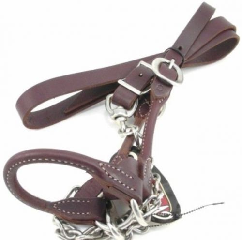 Weaver rounded leather show halter &amp; lead for cattle, medium (950-1500), brown for sale