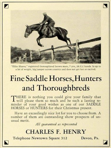 1931 ad charles f. henry thoroughbred horse breeder - original advertising spm1 for sale