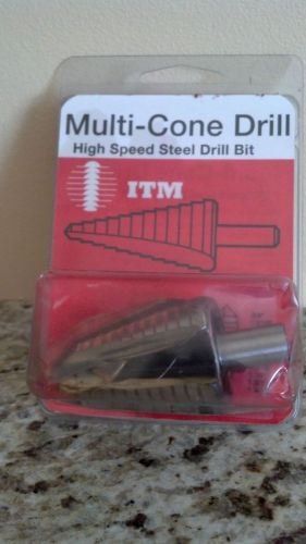 Itm high speed multi-cone steel step drill bit 3/16&#034; to 7/8&#034; (12 steps) for sale