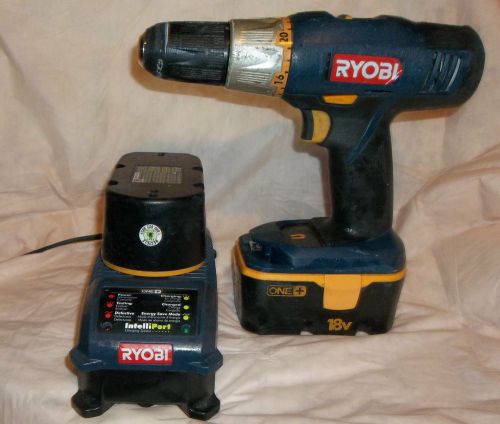 Ryobi 18 Volt Cordless Drill Driver With 2 Batteries &amp; Intelliport Charger