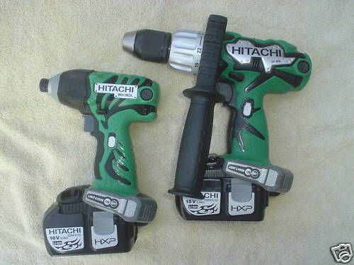 Hitachi cordless 18v wh18dl impact,dv18dl hammer drill,2 ebm1830 battery 18 volt for sale