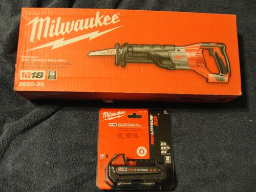 2 MILWAUKEE 2620-20 SAWZALL CORDLESS SAW TOOL AND 48-11-1820 BATTERY ONLY NEW