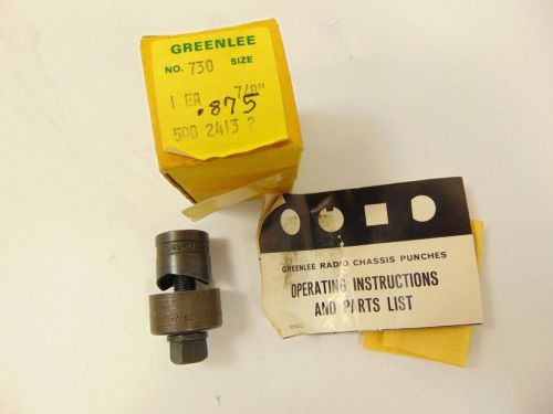 Greenlee 730 7/8&#034; Round Radio Chassis Punch Die Knockout Tool In Box
