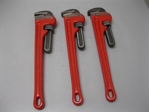 Lot (3) Ridgid Heavy Duty 18&#034; Pipe Wrench B19 (678)