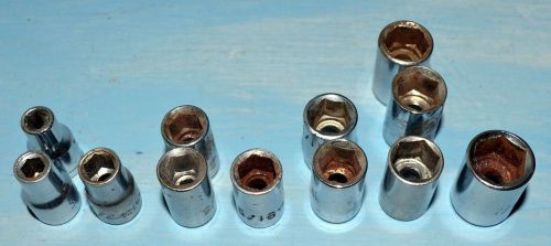 Lot of Socket 1/4 Drive 6 points 12 pcs