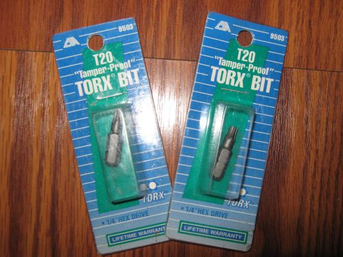 T20 TAMPER PROOF TORX  BIT CTA MADE IN USA 1/4&#034; HEX DRIVE 9503 LIFETIME WARRANTY