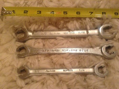 New britain - double end flare nut wrench - lot of 3 - model ndf-550, 552, 554 for sale