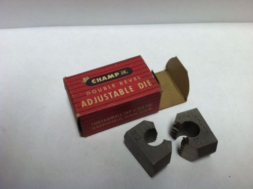 CHAMP JR. double bevel adjustable die 3/4&#034; Made USA vintage NOS NC threader pipe