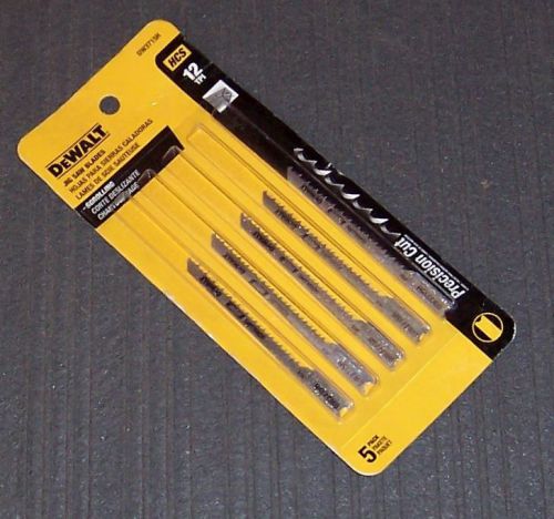 5 pk DEWALT DW3715H 3&#034; 12 TPI Scrolling HSS U-Shank Woodcutting Jig Saw Blades