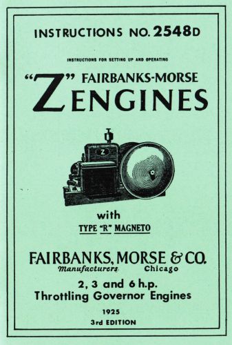 Fairbanks morse z gas engine r magneto 2 3 6hp hit miss 2548d motor book manual for sale
