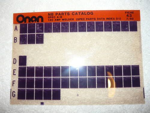 Onan NB Spec A-B 180A Welder Parts Manual Microfiche