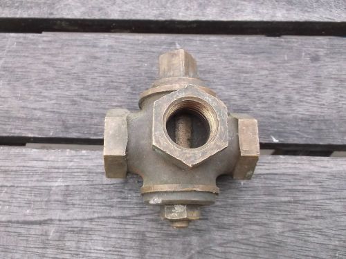1 vintage lunkenheimer brass 1/2 250 3 way valve gas or steam engine? free ship for sale