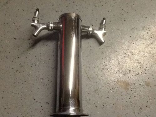 Double Faucet Stainless Steel Kegerator Draft Beer Tower  Keg Tap - 3&#034; Column