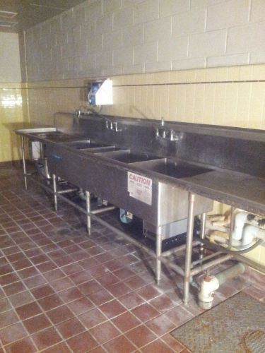 Industrial stainless steel sink with water booster