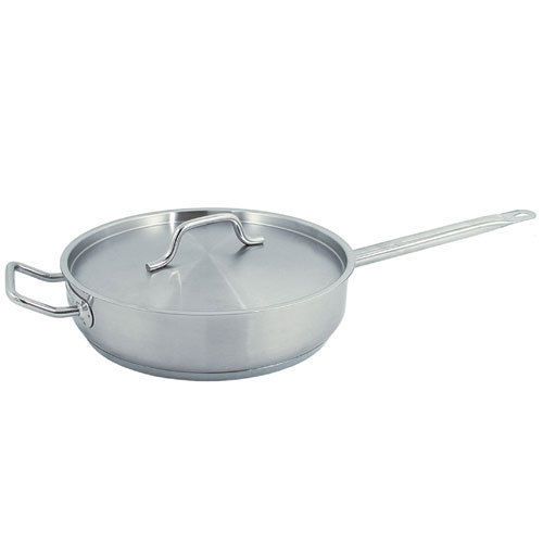 Saute Pan, 5 qt, Stainless Steel, W/ Cover, 4mm Thickness, Update International