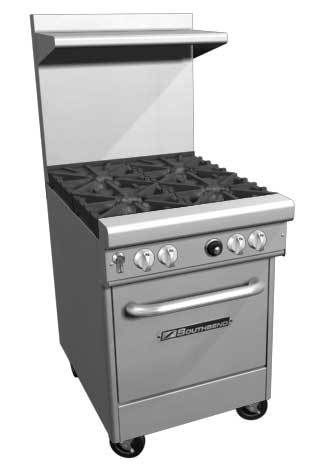 Southbend 4242e range, 24&#034; wide, 4 burners with wavy grates (33,000 btu), space for sale