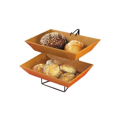 Cal-Mil 1290 Two-Tier Wire Merchandiser with Bamboo Trays , 18&#034; x 15&#034; x 15