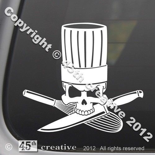 Chef&#039;s Crossbones Decal - cooking knife whisk kitchen line cook culinary sticker
