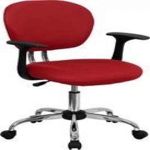 Flash Furniture H-2376-F-RED-ARMS-GG Mid-Back Red Mesh Task Chair with Arms