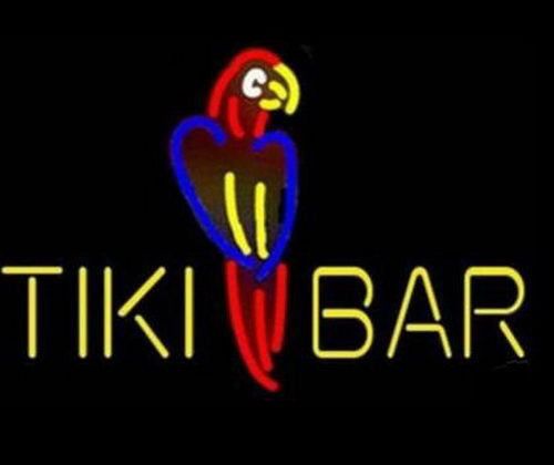 Tiki bar with parrot neon sculpture for sale