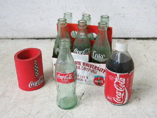 10 PIECE MIXED COCA-COLA COLLECTOR&#039;S BOTTLES, KOOZIE, 1993 FLORIDA STATE